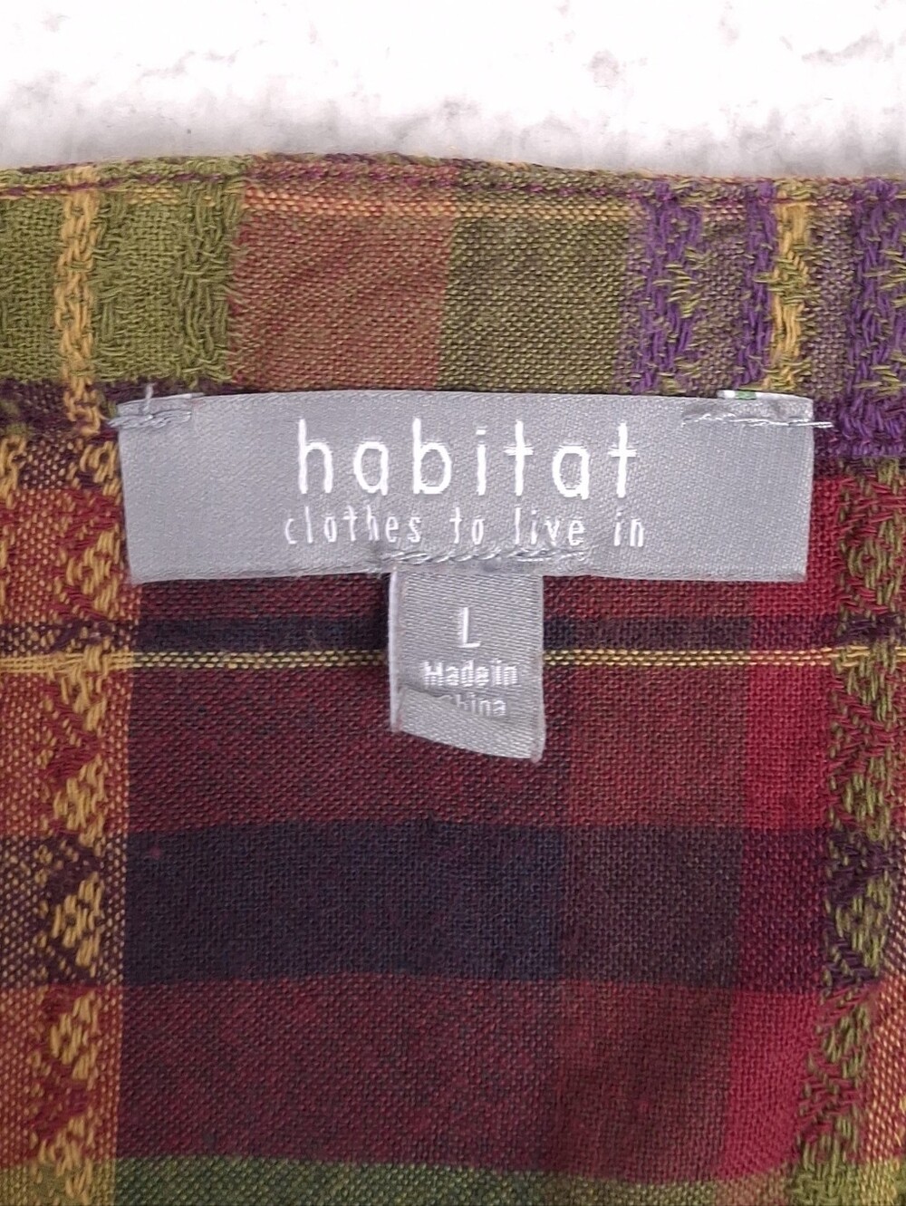 Habitat plaid button up shirt long sleeve Lagenlook artsy boho fall relaxed fit - Picture 9 of 11